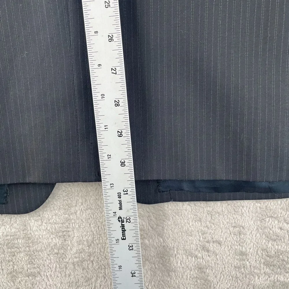 Polo Ralph Lauren Suit Men‎ 46R Black Pinstripe Wool Pants 38x28 Straight Leg